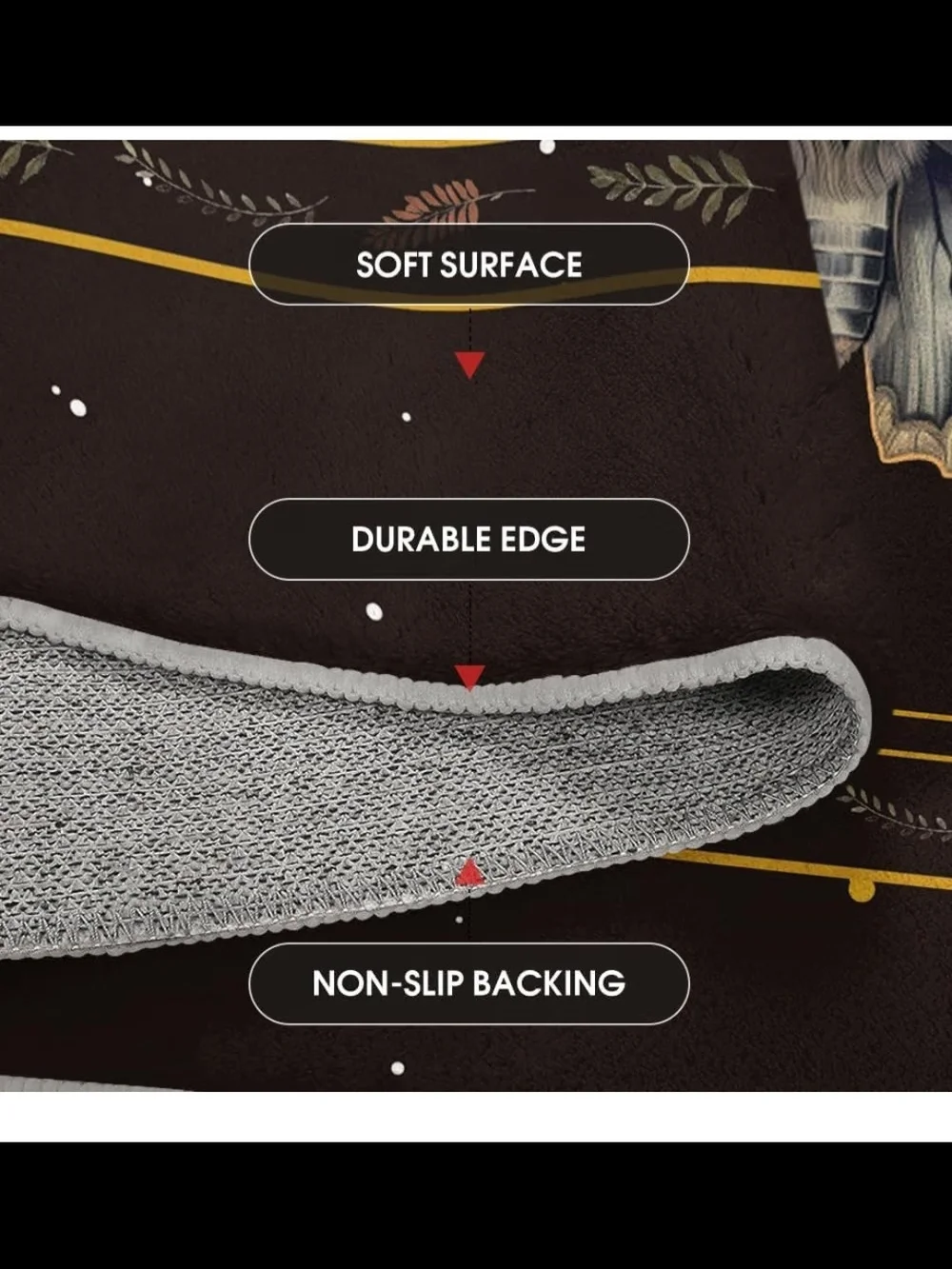 Black Moon & Moth Area Rug, 5 X 7, Washable